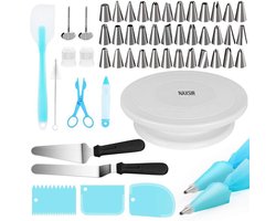 NAXSIR Taart decoratie set 52 delig - Taart Bakken Accessoires Set - Met Taartvormen+Spuitmondjes - Met Taartplateau