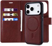 Casemania Hoesje Geschikt voor Apple iPhone 17 Pro - Burgundy Red - 2 in 1 Afneembare Bookcase van Lederlook met Fijne Nerf - Geschikt voor MagSafe - Portemonnee Telefoonhoesje met Pasjeshouder en Standaardfunctie