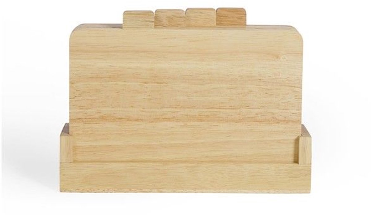 Set van 4 snijplanken - LIVOO - MES142 - Rubberhout - Met lipjes 26 x 18 cm - Opbergrek