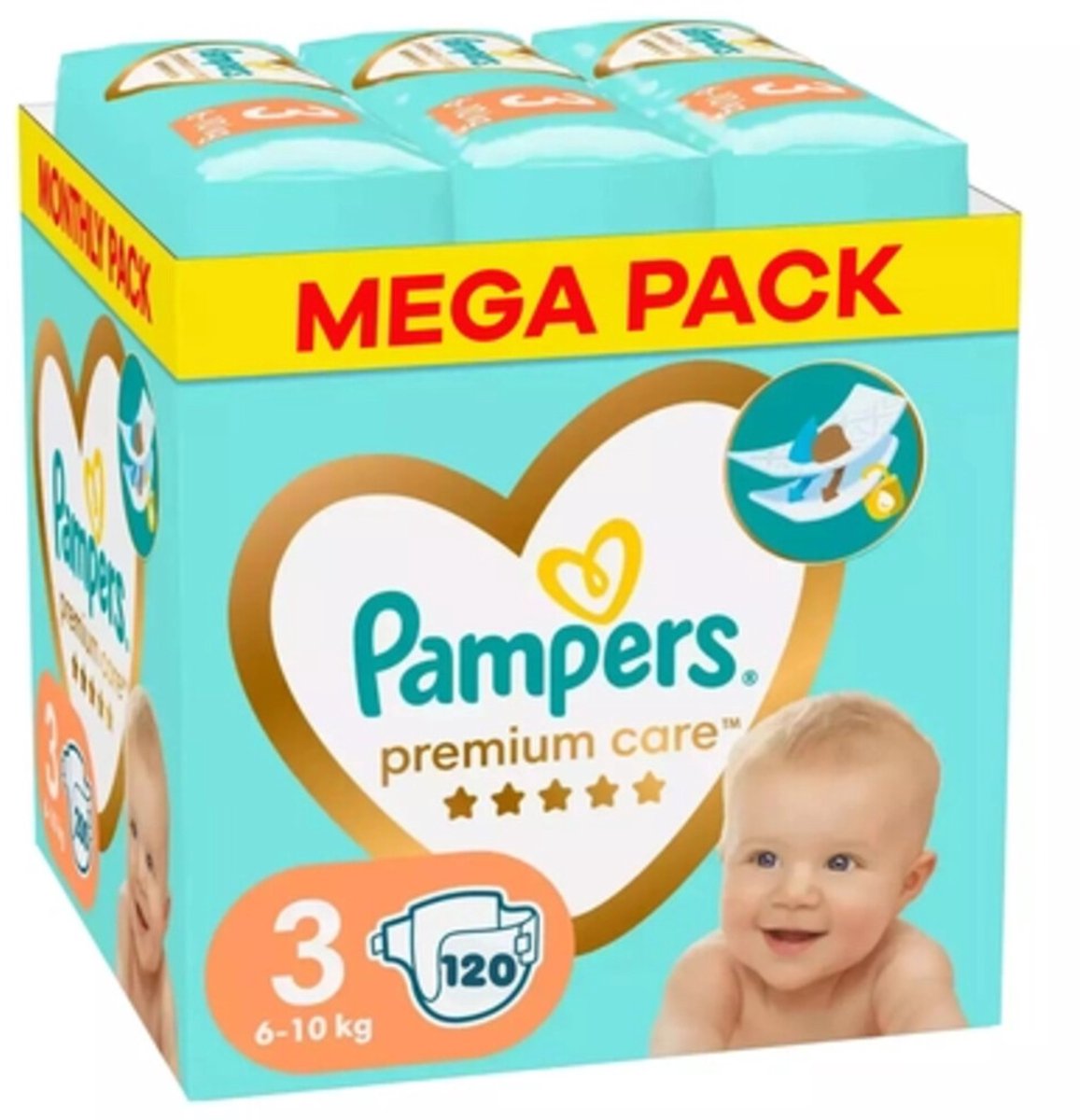 Pampers Premium Care Luiers Maat 3 (6-10 kg) - 120 stuks