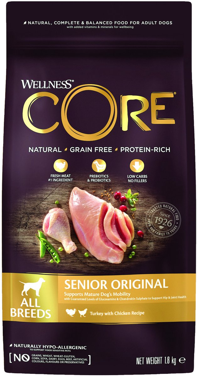 Wellness Core Hondenvoer Senior Kalkoen - Kip 1,8 kg