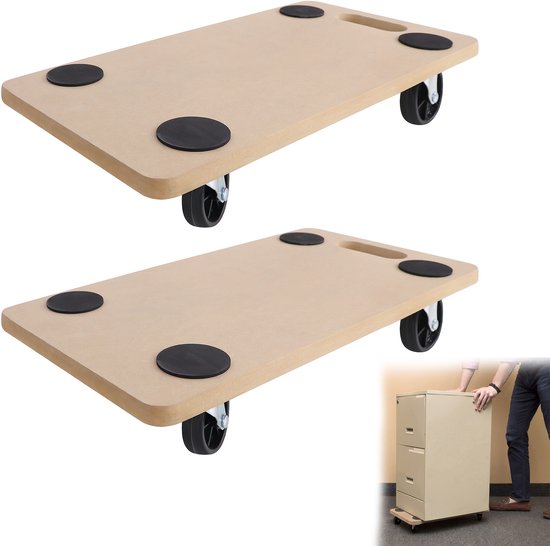 Ansobea Meubelroller, transportroller, 5 wielen, 360 graden rotatie, met rem, max. 600 kg, meubeltransportwielen, set van 4 stuks met 1 lasthefboom, meubeltransporthulp, zware belasting voor meubels