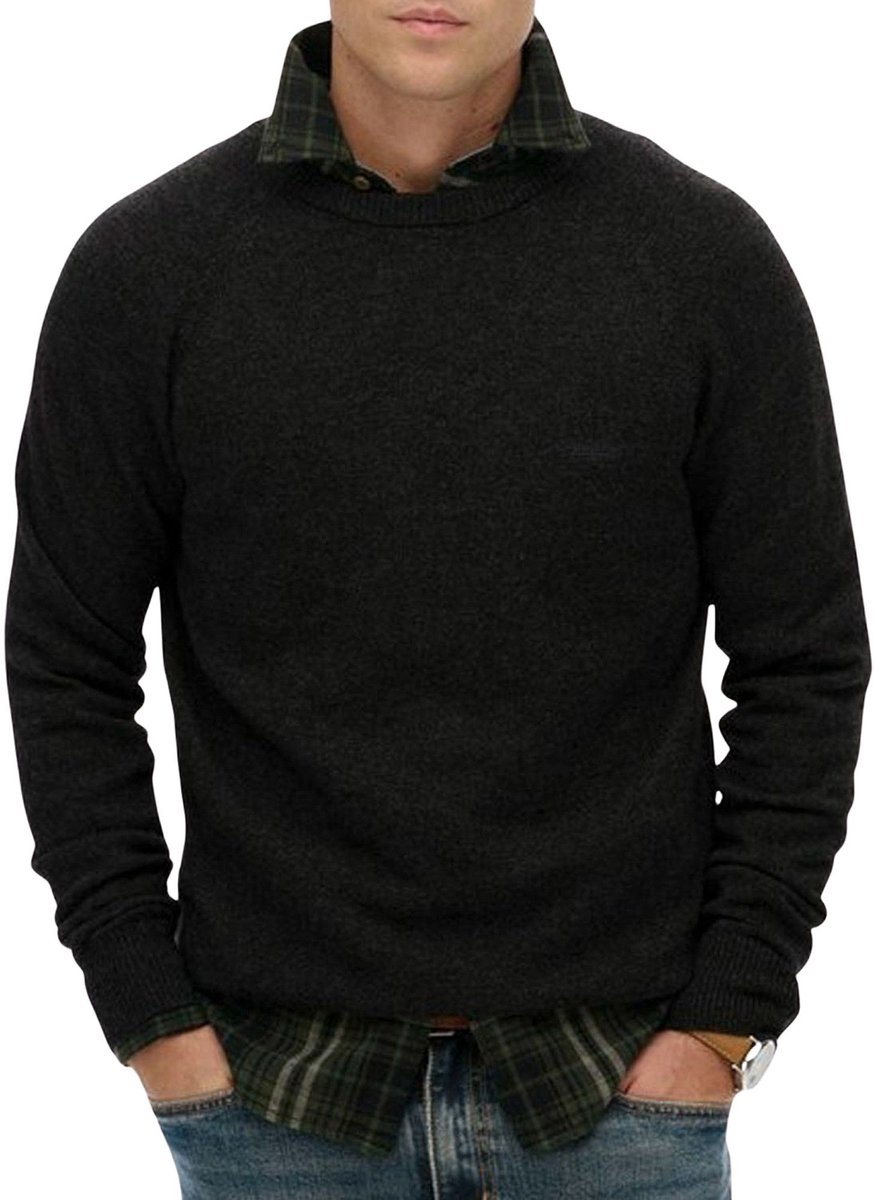 Superdry Wool Blend Jumper Sweater Heren Zwart
