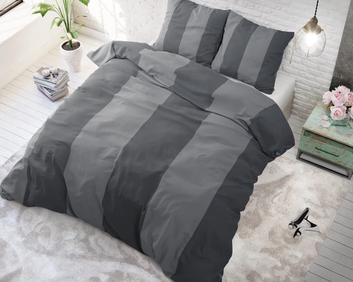 Azomor® Stijlvol grijs katoenen dekbedovertrek met kussenslopen voor een comfortabele slaap