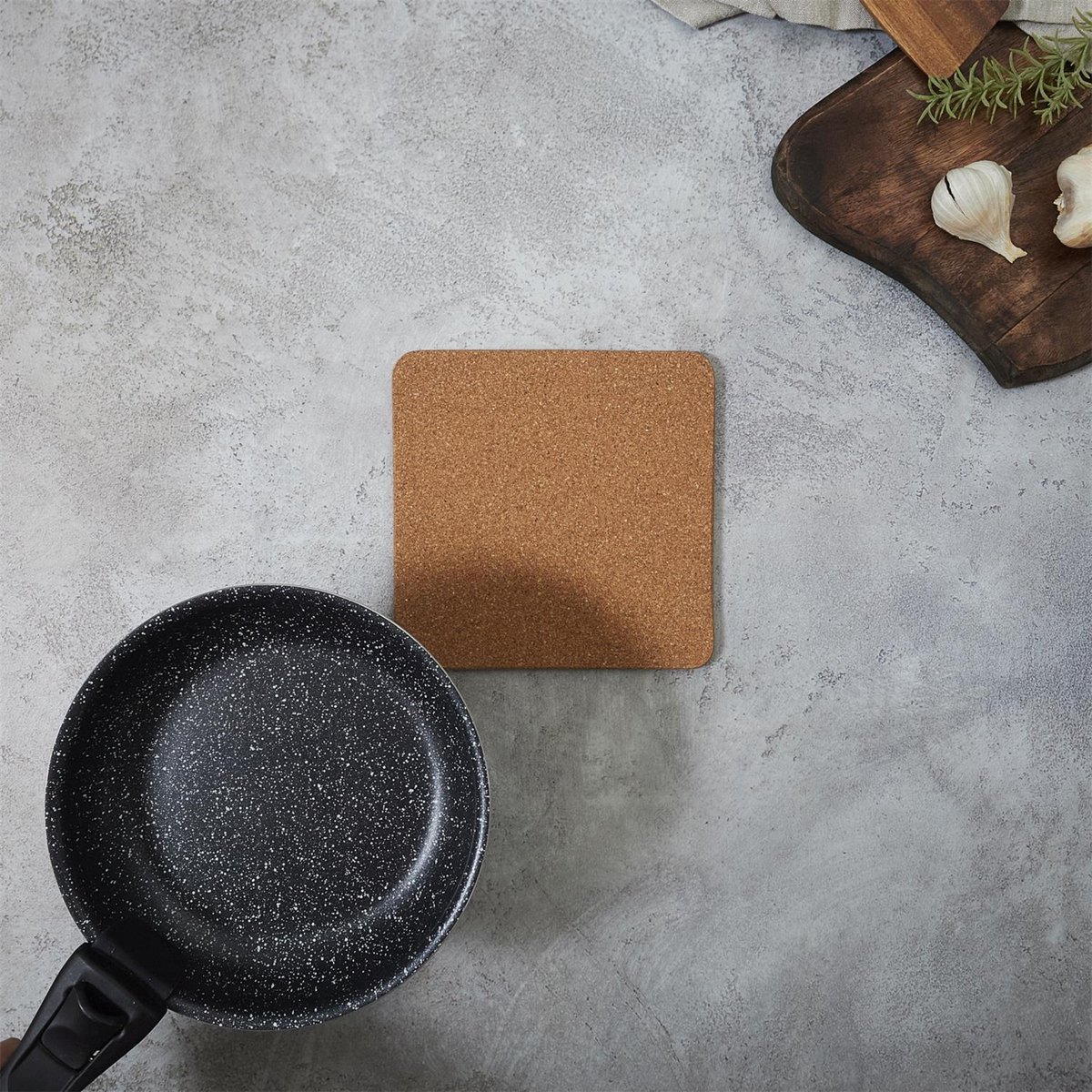 Cook Concept Onderzetter - 3x - kurk - vierkant - D19 cm - voor pannen - hittebestendig