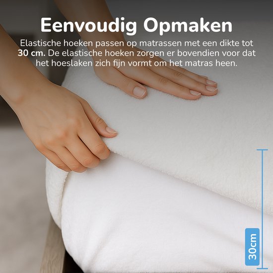 Hoeslaken Decoware® Teddy Fleece - Wit - 180 x 200 cm - Extra chaud et doux - Pour Matelas jusqu'à 30 cm d'épaisseur