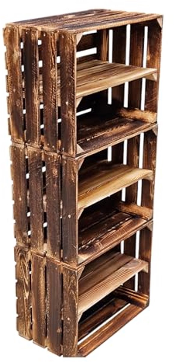 Gevlamde houten fruitkisten 50 x 40 x 30 cm - Perfect voor meubelbouw en decoratie
