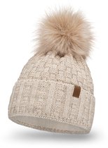 Heatkeeper Thermo Muts Pompon - Vrijetijdskleding - Grijs One Size - Muts - Pets Place