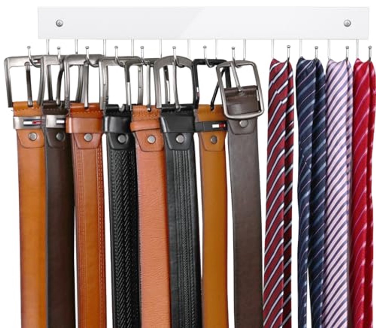 Ruimtebesparende Riem Hanger voor Wandmontage - Houten Organizer met 12 Opbergcapaciteit