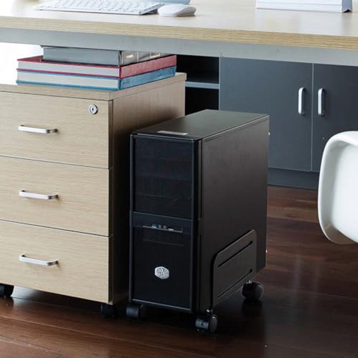 Rolbare PC-standaard met verstelbare breedte van 119-209 mm - Zwart