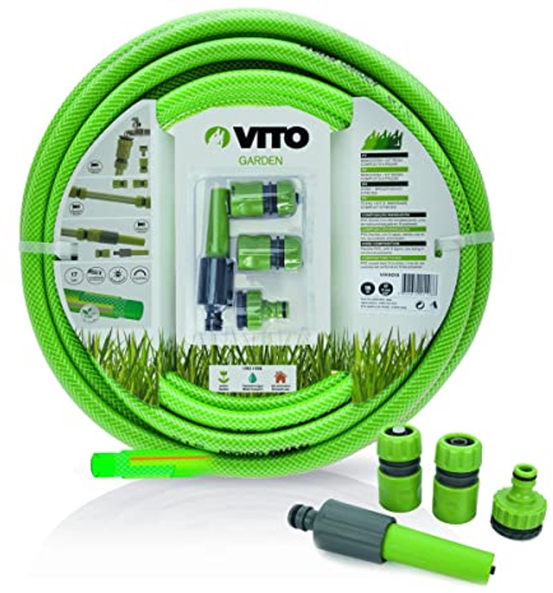 Professionele tuinslang 25 meter met anti-uv versterking en multijet lans