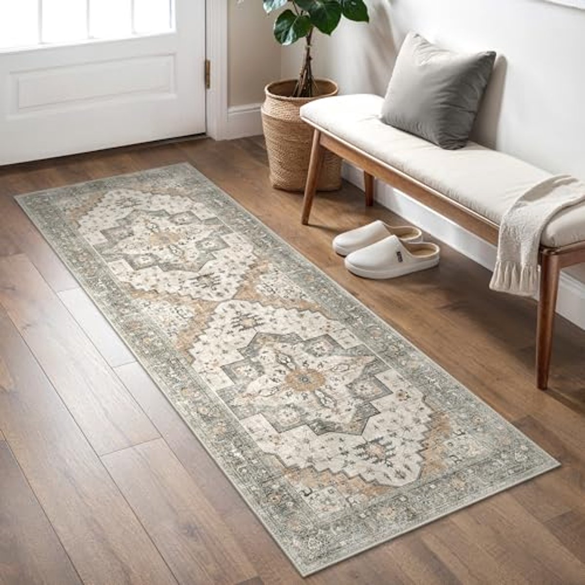 Vintage Antislip Vloerkleed 80x150cm - Wasbaar en Ondersteunt Vloerverwarming - Ideaal voo
