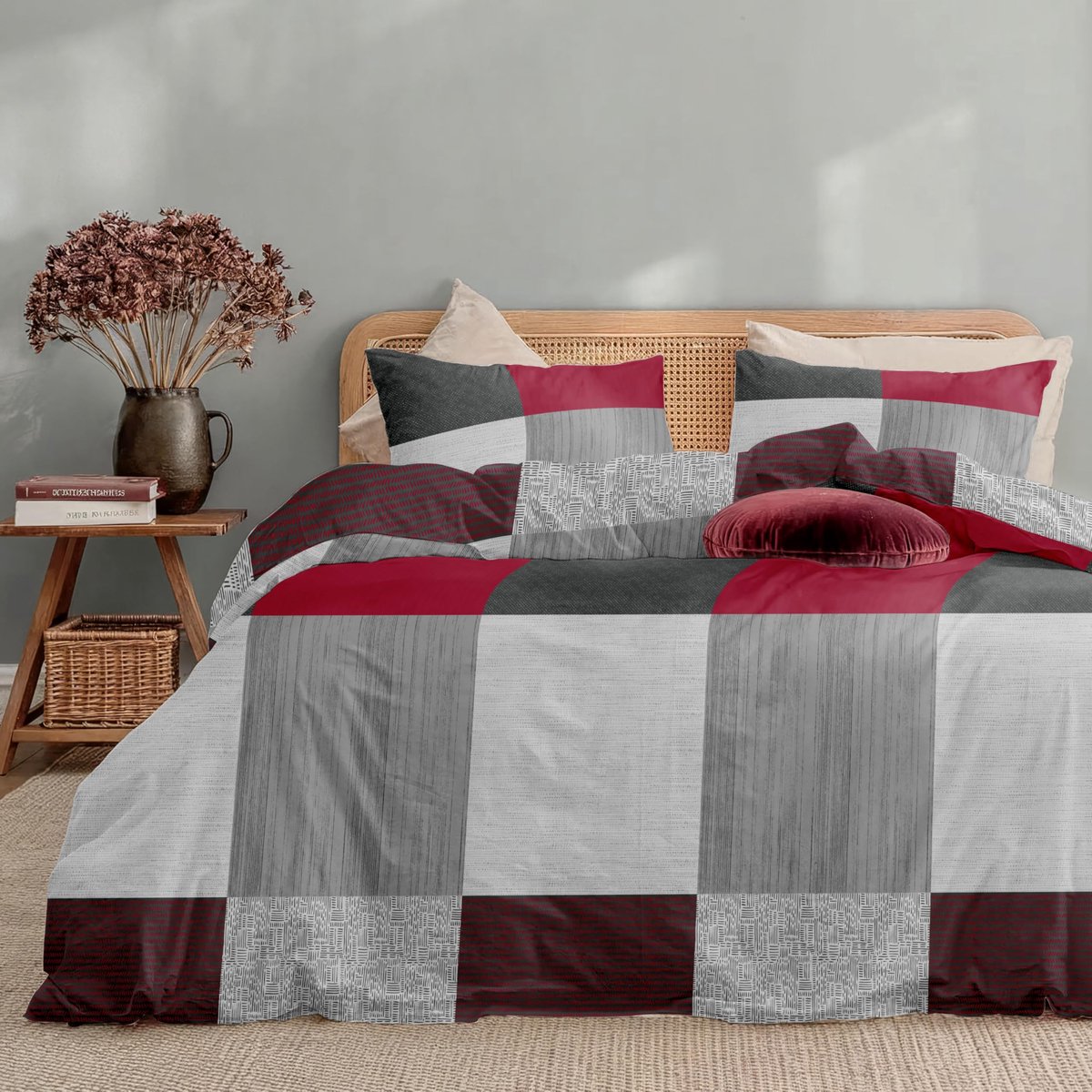 Azomor® Comfortabele en stijlvolle beddengoedset van microvezel met flanellen patroon