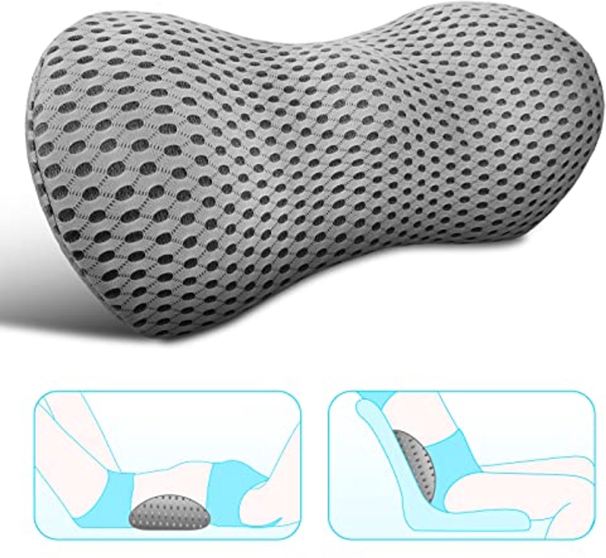 Ergonomisch lendenkussen voor lage rugpijn - Traagschuim steunkussen voor autostoel, bureaustoel en bed