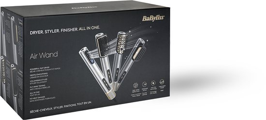 BaByliss 4-in-1 Wet to Dry Air Wand AS6555E Föhn - Drogen / Stylen / Gladmaken / Volume - Limited Edition - High Speed Digitale Haardroger (123km/h) - 3 opzetstukken voor elke look - Verbergt losse haren - Föhnborstel