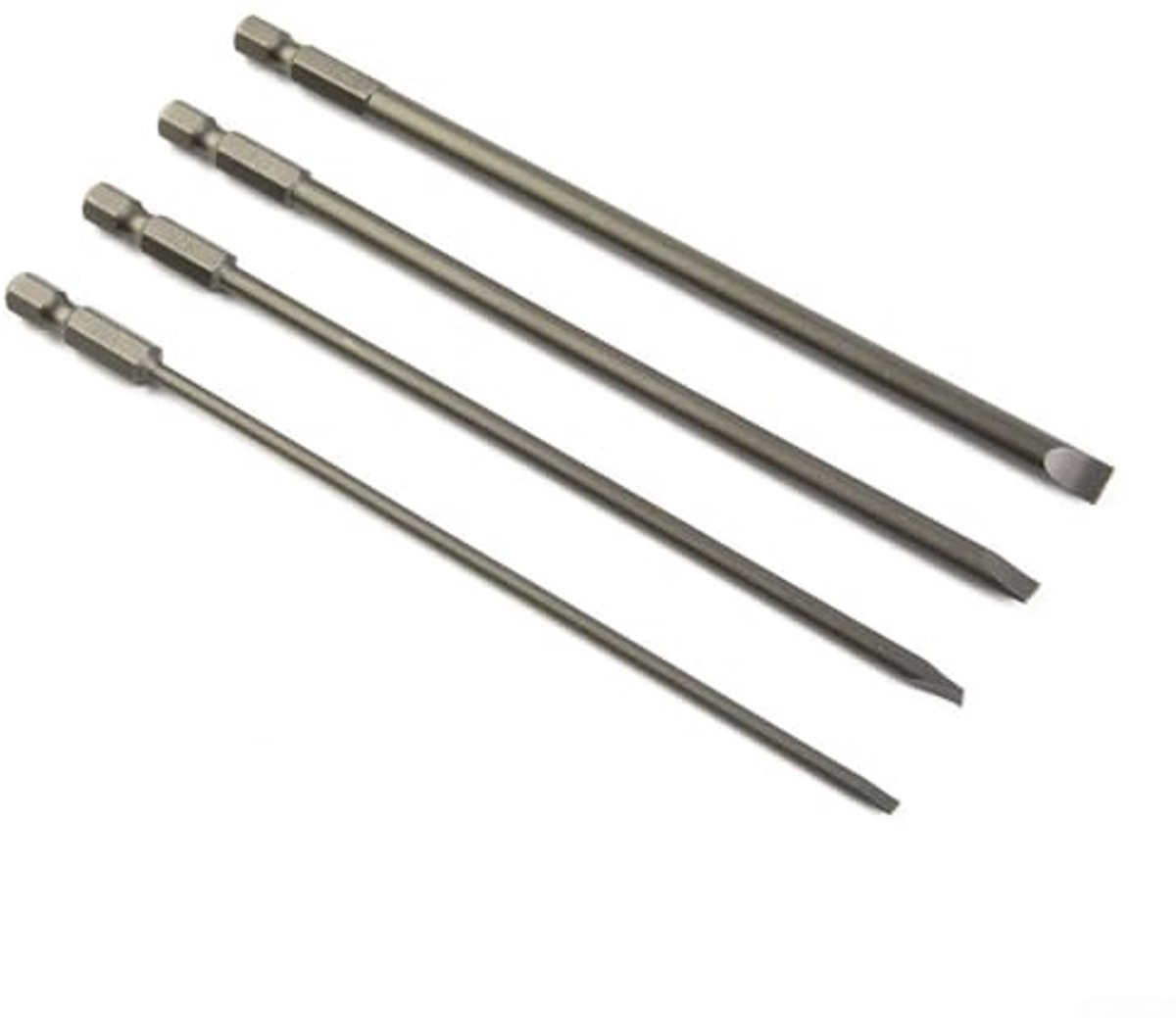 4 Stuks 150mm Sleuf Schraubendraaier Bits - Magnetische Platte Kop, Hex Schacht, Multi-Size