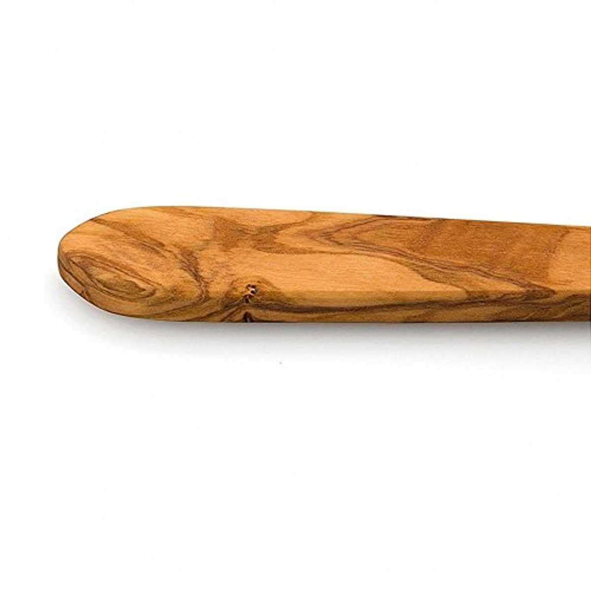 Houten Kooklepel 30 cm met Hoek en Gat - Olijfhout