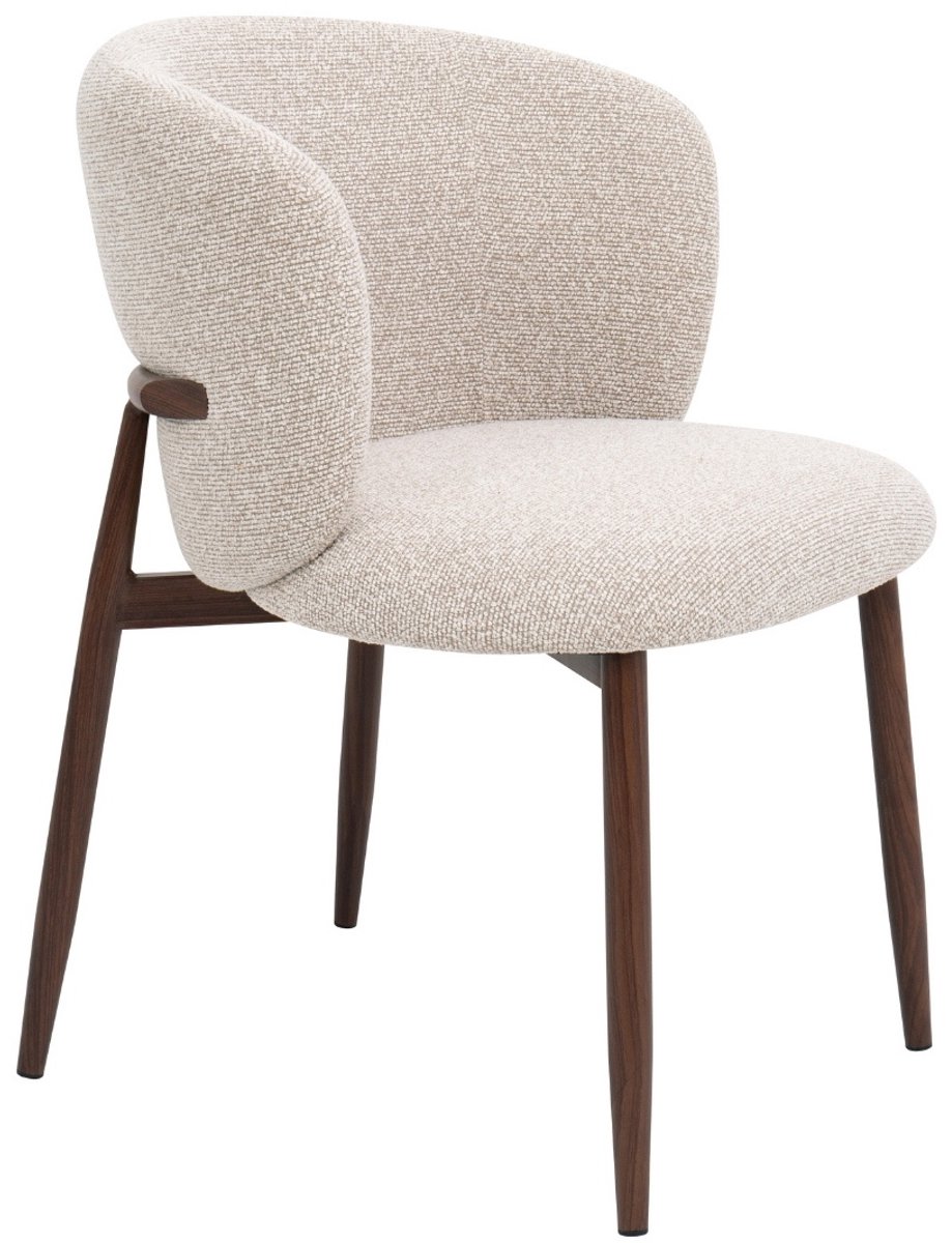 DÉJA Living Eetkamerstoel Varde - Stof - Beige/Walnoot - Set van 2
