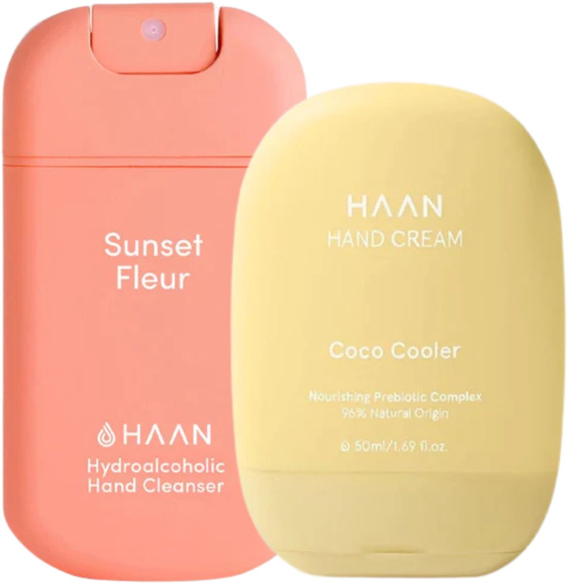HAAN Handspray Sunset Fleur & Handcrème Coco Cooler - Set van 2 Stuks - Duo-pack - Navulbaar