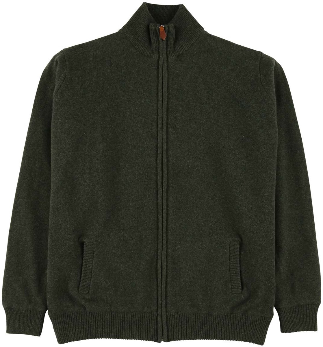 Osborne Knitwear Windstopper cardigan met rits heren – Trui met rits heren in Lamswol - Pullover Heren - Seaweed - Voering met eendenprint - 2XL