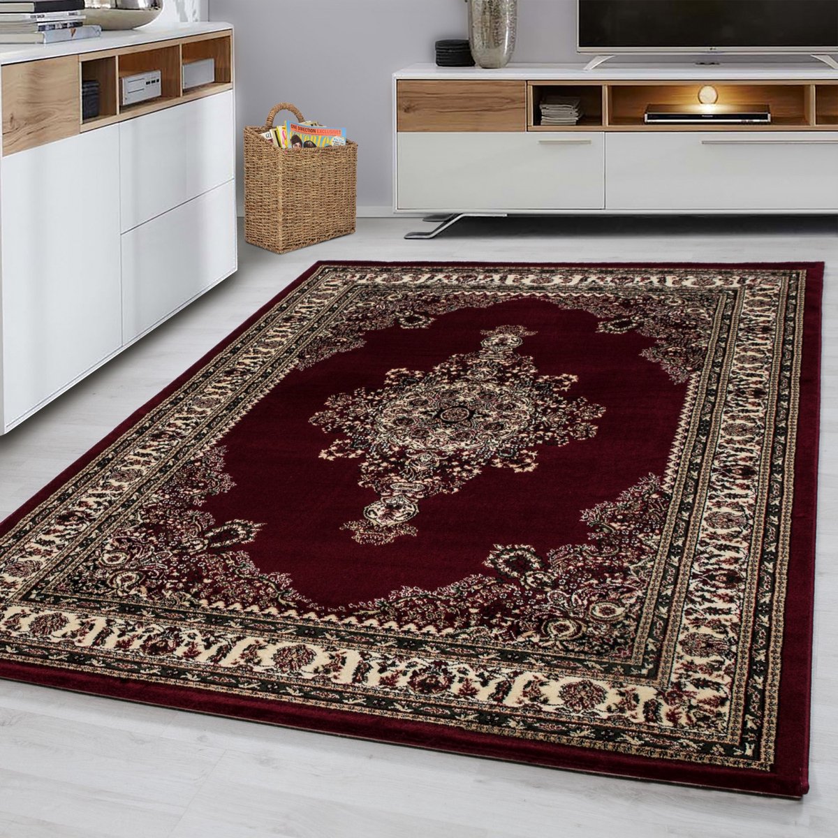 Muratap Marrakesh Neizar Oosters Vloerkleed Rood – Laagpolig Tapijt- 80x150 CM