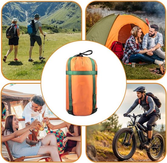 Compressiezak - Slaapzak compressiezak - Slaapzak opbergzak - Opbergzak - Opbergzakken voor backpacken - Draagbare slaapzakopbergzak - Lichtgewicht backpackzak - kampeeropbergzak - voor reizen, kamperen en outdoor backpacking - oranje - 18*18*38 cm van Merkloos — afbeelding 4