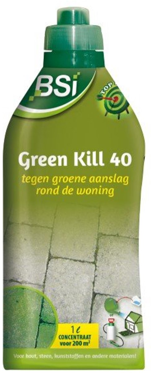 BSI Green Kill 40 tegen groene aanslag (1000 ml/200 m²) - Effectieve Groene Aanslagreiniger - Met gratis cheatsheet