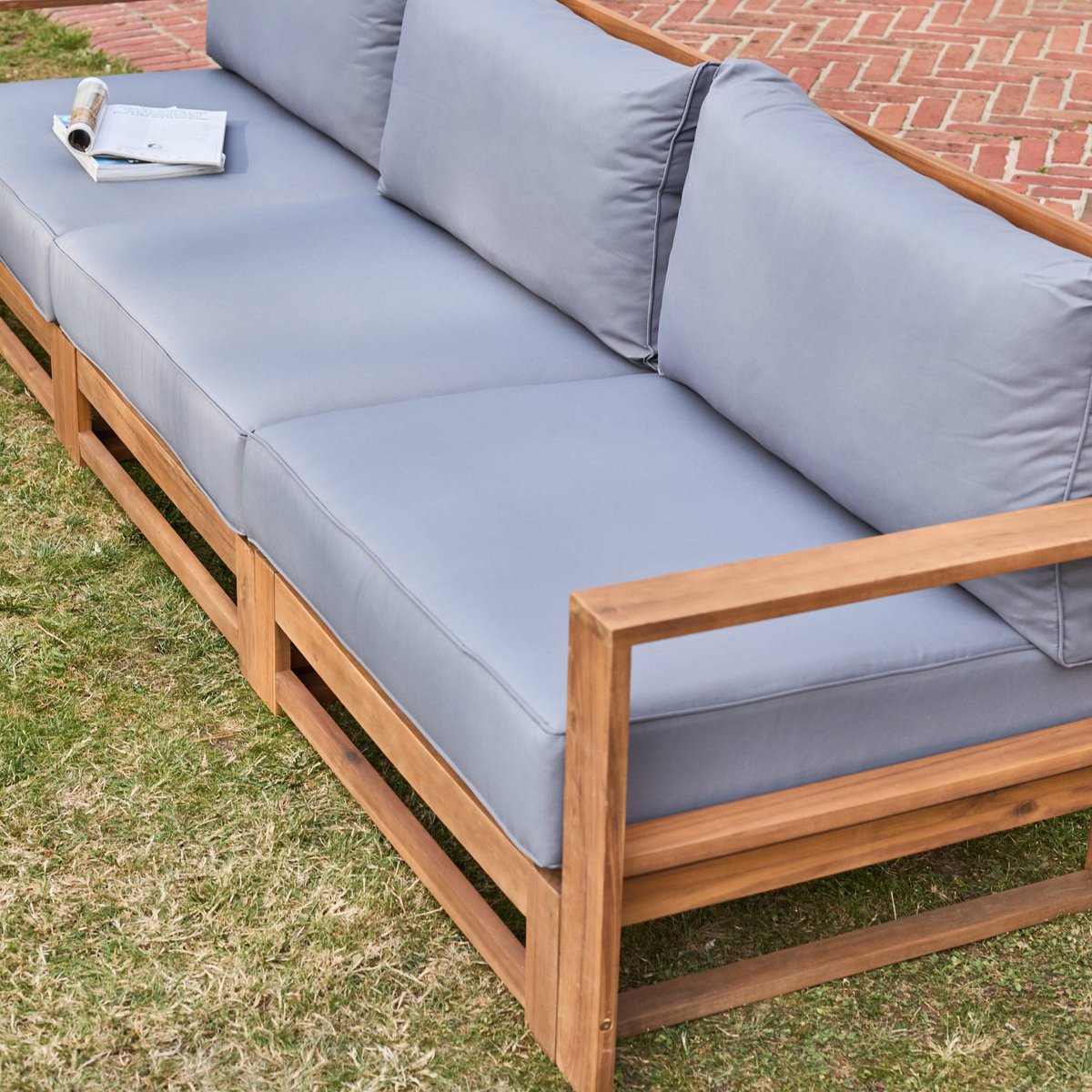 sweeek - Tuinset van hout voor 5 personen - mendoza - bank, fauteuils en salontafel van acacia, 6 modulaire elementen, design – foto 7