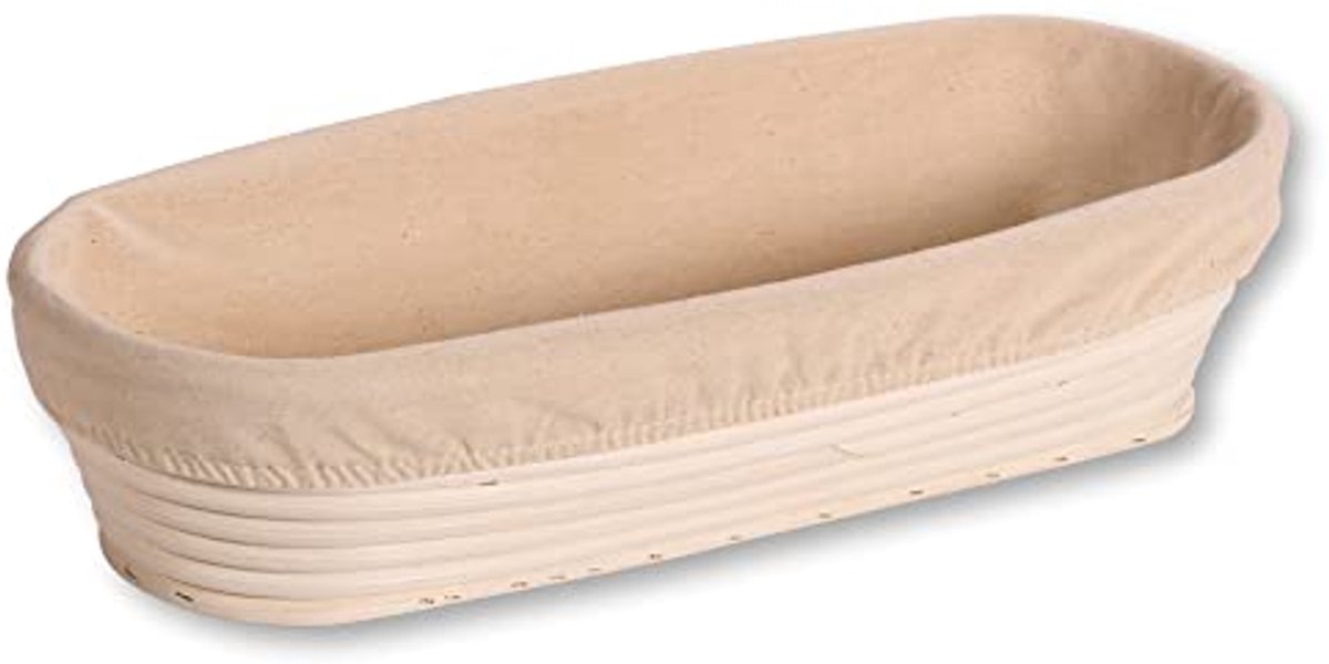 Rijsmand voor Brooddeeg - Rotan, 35,5 x 15,5 x 9 cm - Afneembare Textielvoering