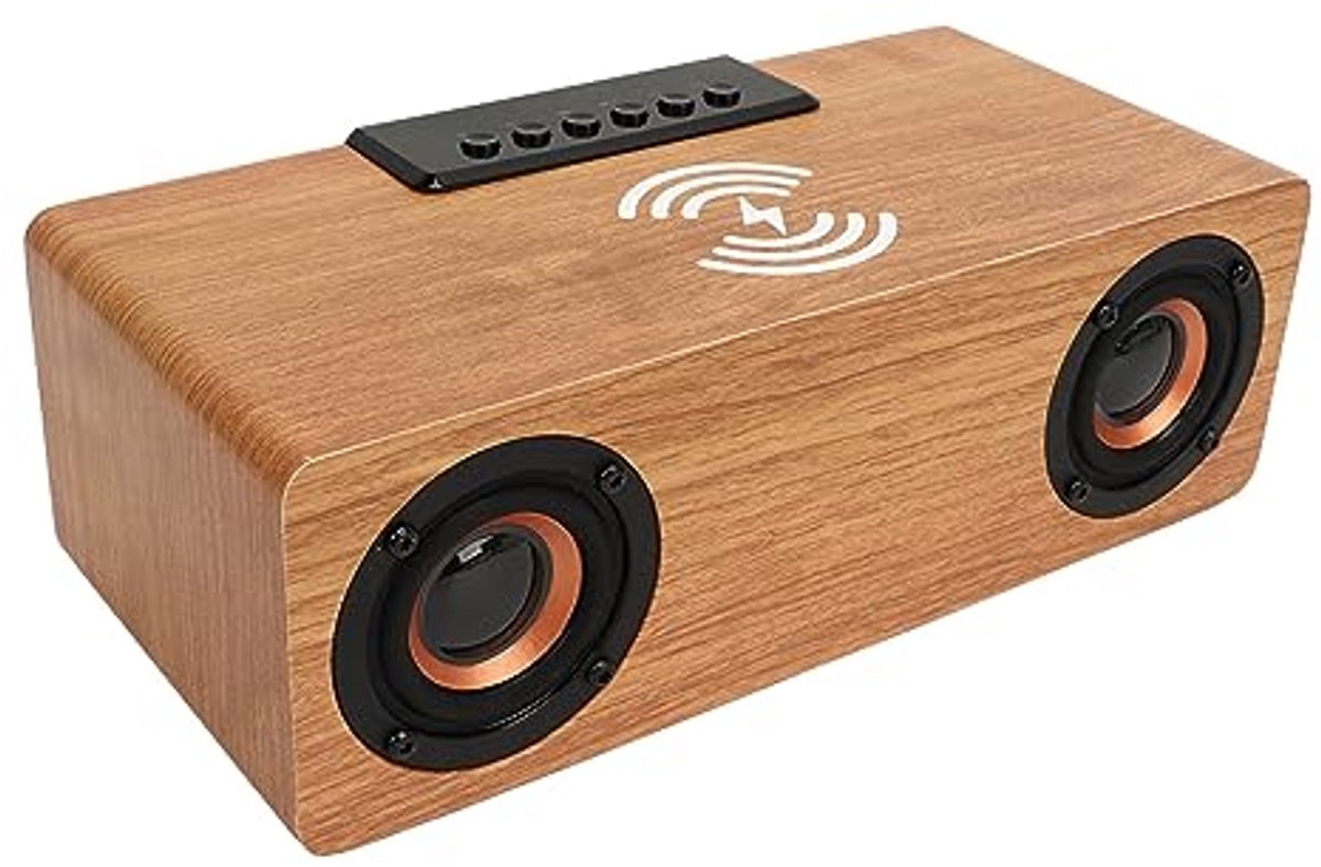 Digitale Houten Wekker met Bluetooth-luidspreker en Draadloze Oplader voor Slaapkamer