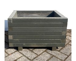 AMISHOUT - SET - Plantenbak met wielen 60x40x36 cm - antraciet | bloembak buiten op wielen