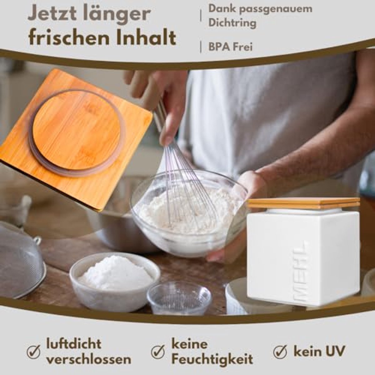 Design Meelopslag Luchtdicht Keramiek 1 kg - Ruimtebesparend en Stapelbaar