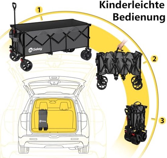 XXXL Opvouwbare Bolderkar - 300L, 200kg Belastbaar, Extra Brede Banden voor Alle Terrein van achilles必霸 — afbeelding 4