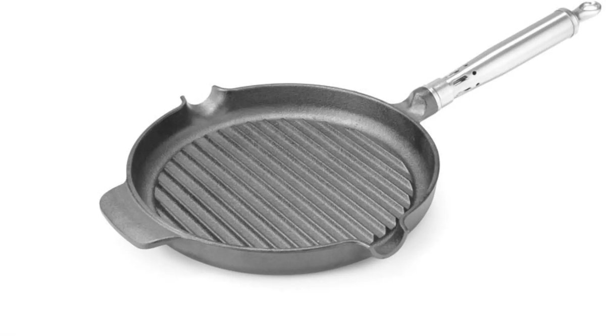 HENDI Grillpan - gietijzer - ribbels en 2 schenktuiten - 39,8x26,5x4,8 cm - gas/inductie/oven