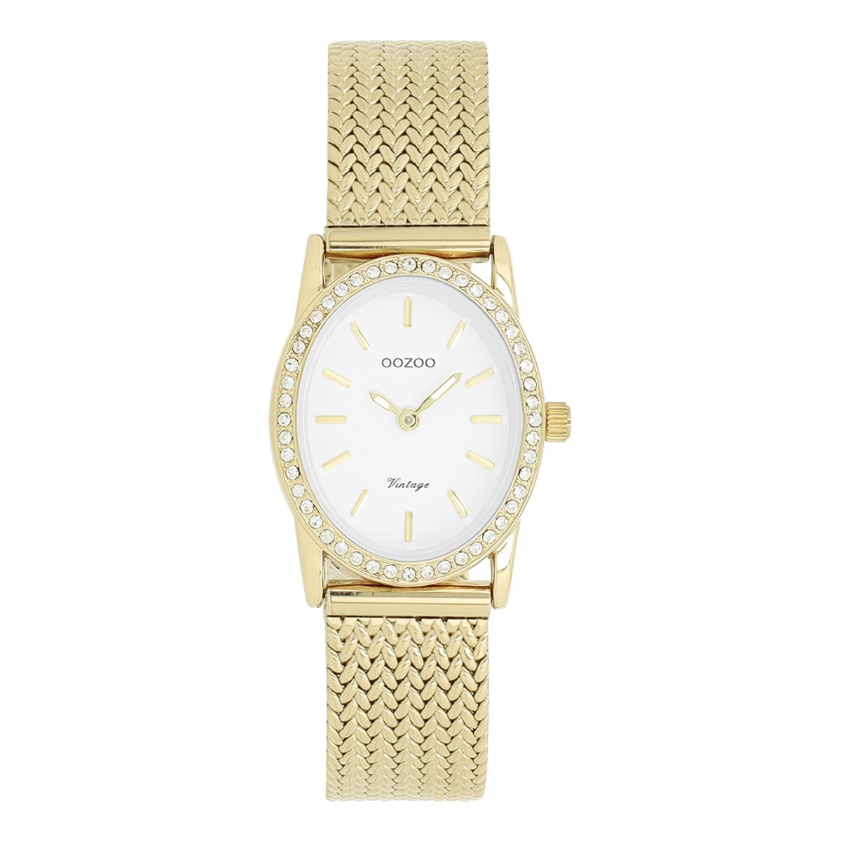 OOZOO Vintage series - Goudkleurige horloge met metalen v-mesh armband - C20432