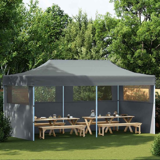 vidaXL - Partytent - pop-up - inklapbaar - met - zijwanden - 3x6 - m - antraciet