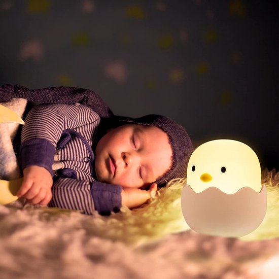 EXCITAT Nachtlampje - Kinderlamp voor de verzorging - Bedlamp Eierschaal Nachtlampje - Oplaadbare Touch LED Tafellamp - USB Oplaadbaar Cadeau - Geschikt voor de kinderkamer, baby, meisje, jongen - Siliconen - Eén van EXCITAT — afbeelding 3