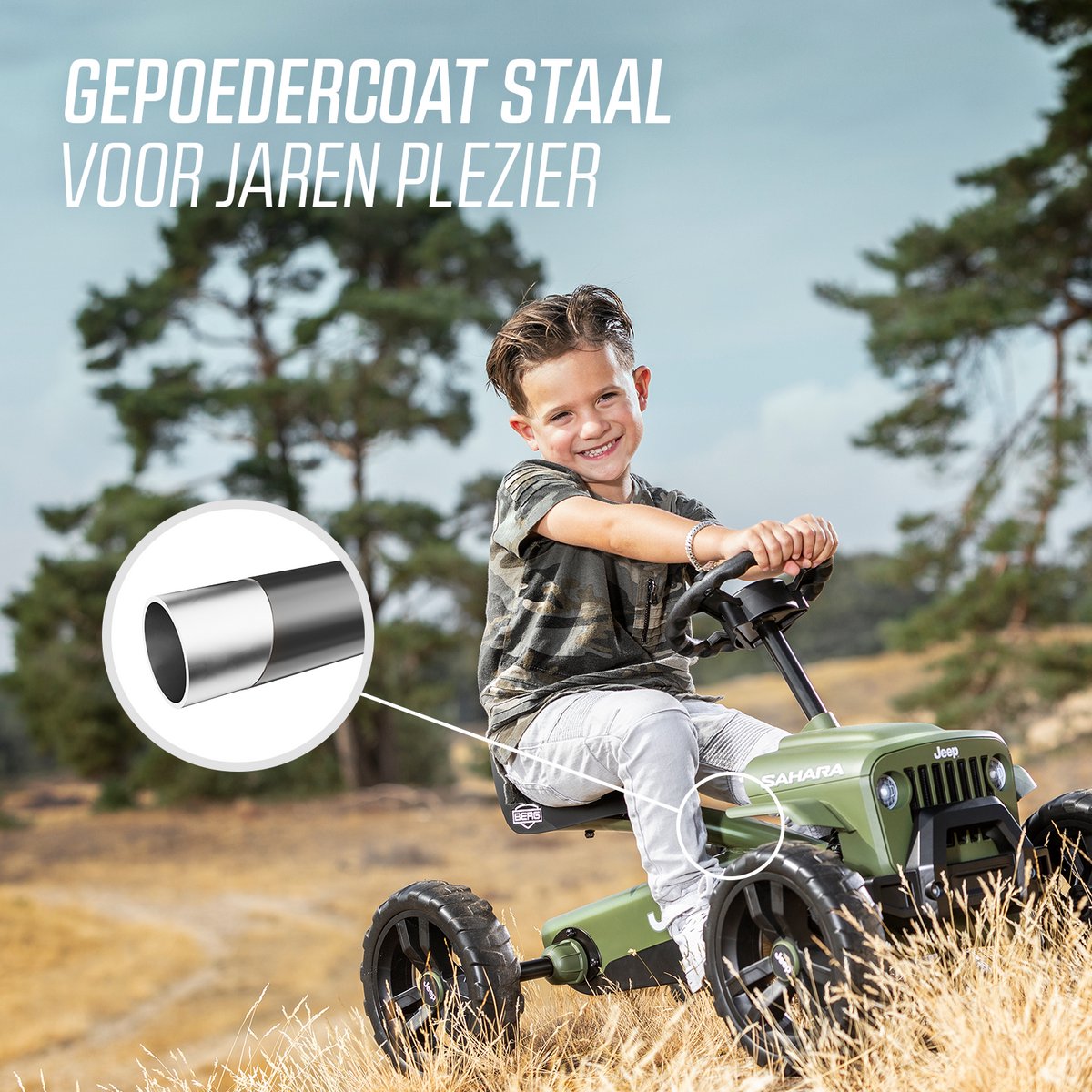 BERG Buzzy JEEP® Sahara Skelter - Officieel licentieproduct - 2+ jaar - Verstelbare Stoel - Anti-lek EVA banden - Groen — afbeelding 2