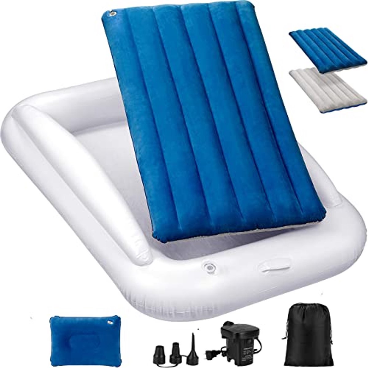 Opvouwbaar peuterbed voor reizen | Inflatable peutermatras | Kindvriendelijk luchtbed met veiligheidsbumper