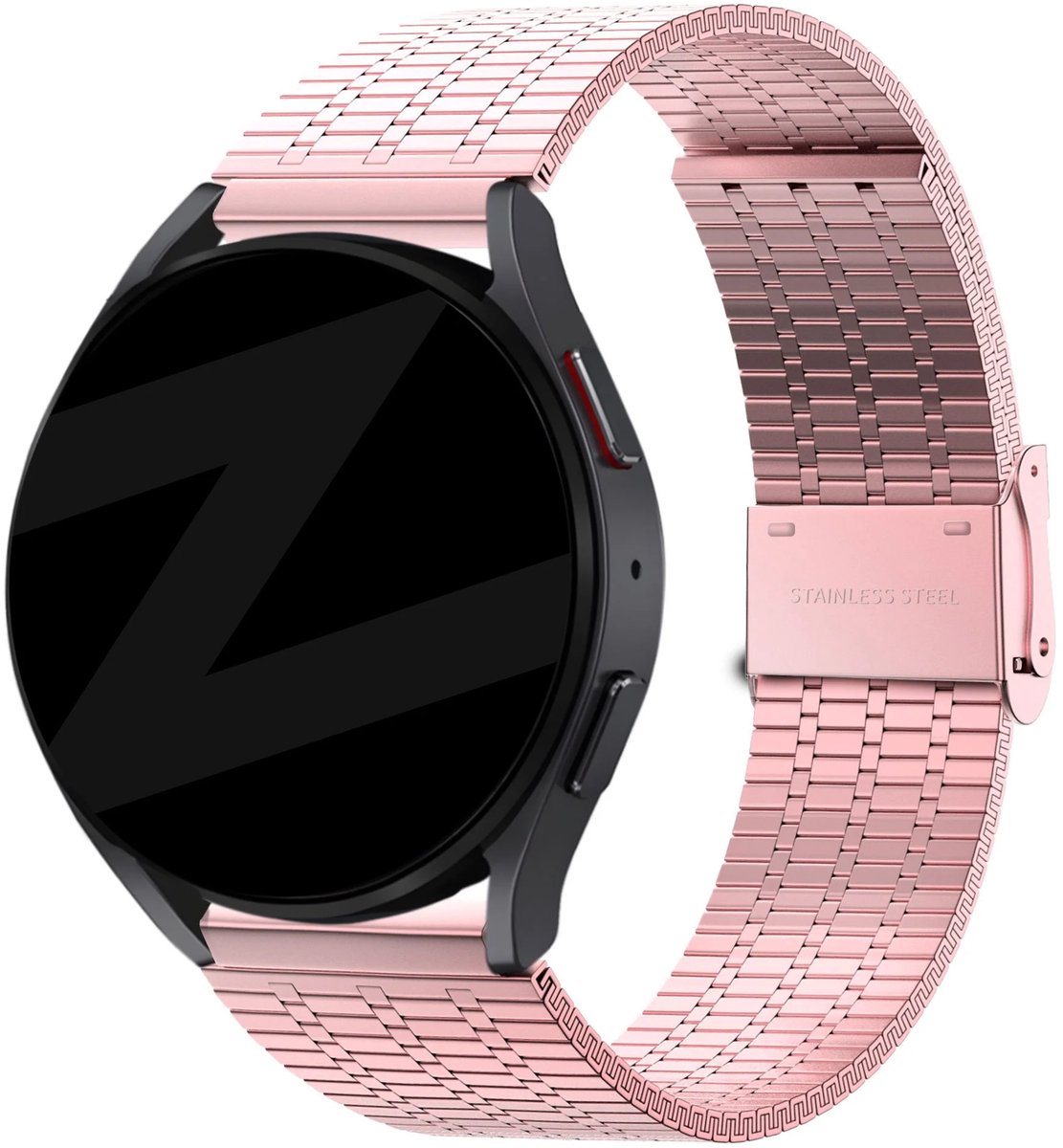 Bandz Hoogwaardige verstelbare stalen band - geschikt voor Garmin Vivoactive 6 / 5 / 3 / Vivomove HR / Style / Luxe / Sport / Trend / Forerunner 645 / 245 / 165 / 55 / Approach S12 / S40 / S42 / S44 / S50 / Venu SQ / SQ2 / 2Plus (roze)