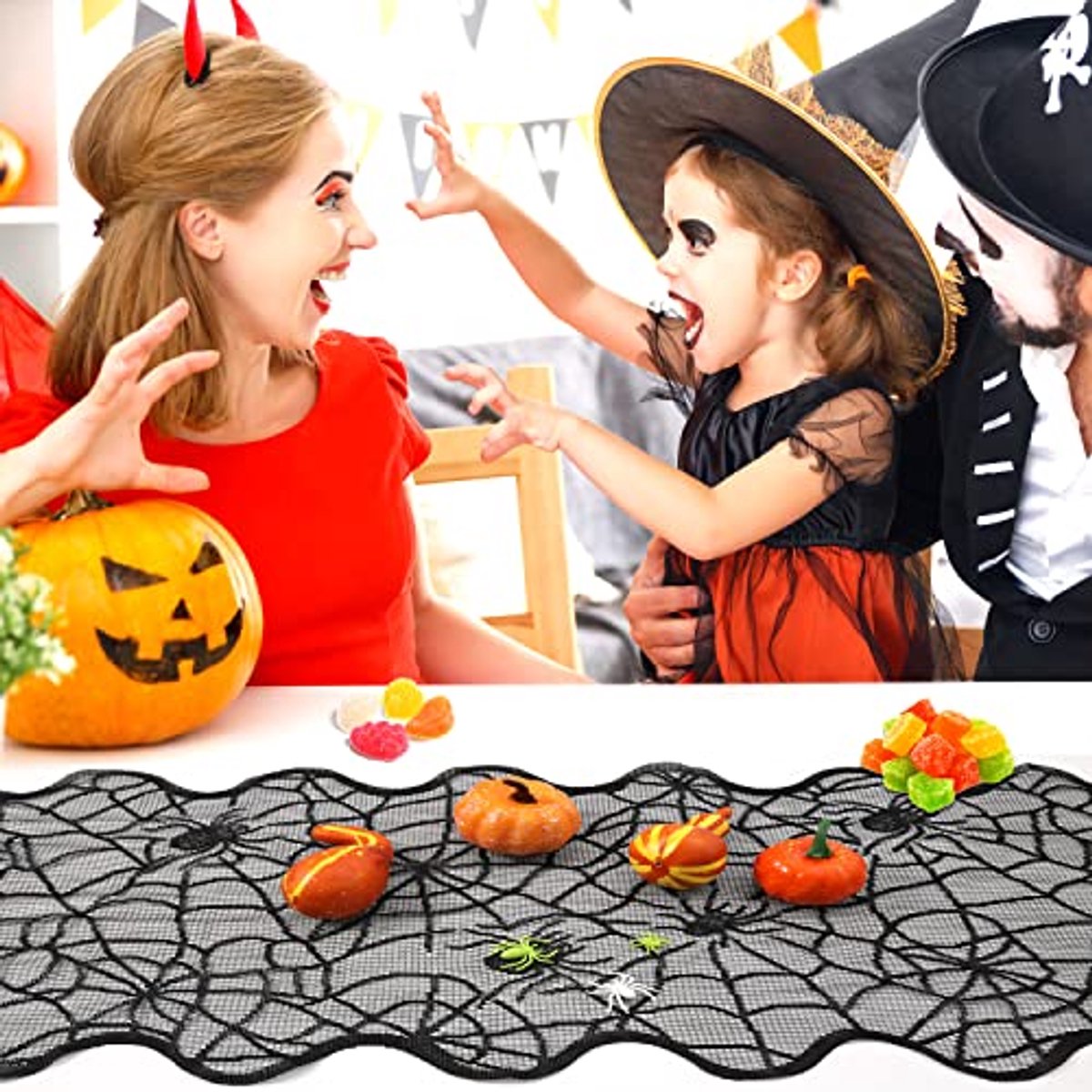 Halloween Spinnenweb Tafelloper - 36x183 cm - Decoratieve Tafelkleed voor Feestdagen
