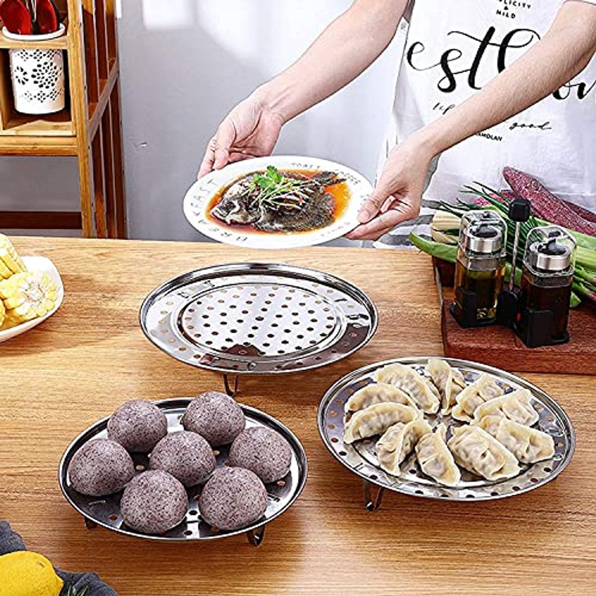 Groentestomer met Stoominzet - Roestvrij Stalen Stoompan 20/24/26 cm - Keuken Accessoire voor Thuis en Restaurant