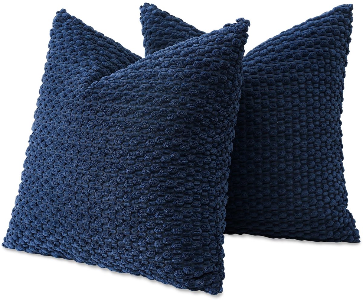 Ibenzoa Set van 2 stijlvolle zachte kussenslopen met verborgen ritssluiting voor huisdecoratie Donkerblauw