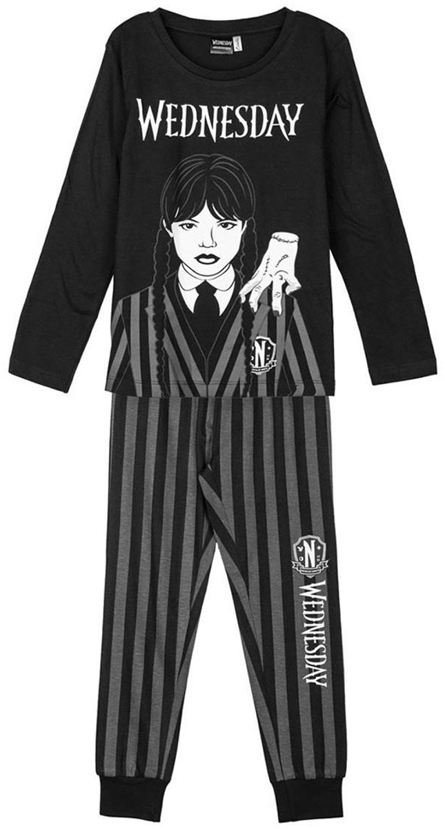 Wednesday Pyjama Meisjes 100% Katoen Zwart