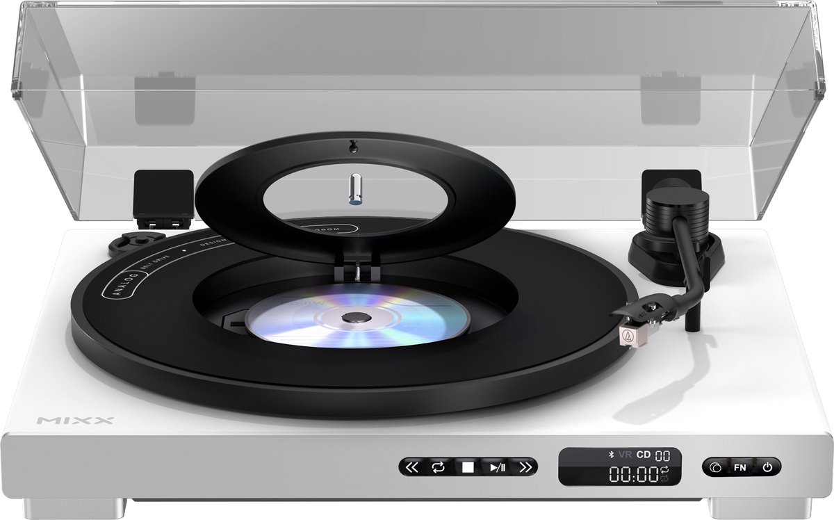 Mixx Analog Plus - Volautomatische Platenspeler - Ingebouwde CD-speler - Bluetooth - Audio-Technica - Wit