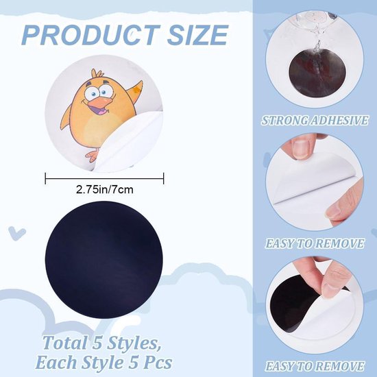 30 Stuks Kleurveranderende Zindelijkheidsstickers – 15 Dierpatronen, 7 Cm Diameter, Thermochromisch Materiaal, Voor Peuters, Potjestraining, Herhaalbaar Gebruik