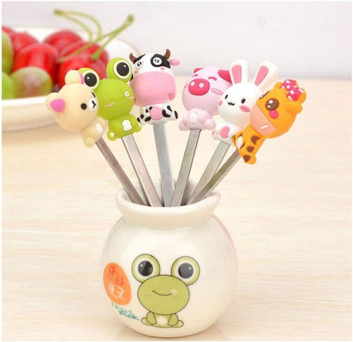 Cuhostki-1-Stuk-Kinder-Silicone-Fruitvork-Multicolor-Bees-Safety-Multifunctioneel