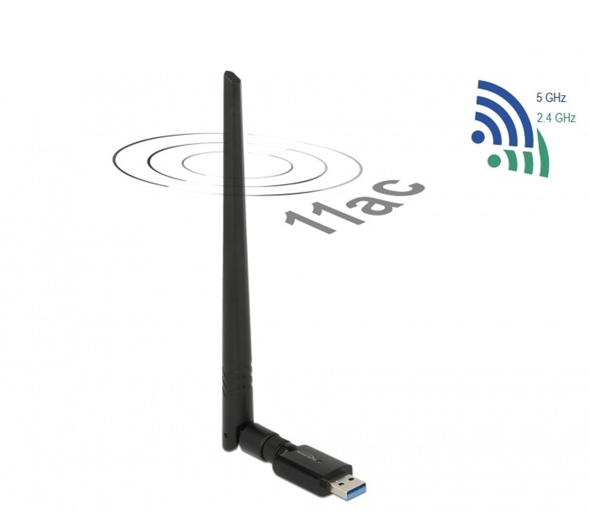 DeLOCK USB-A - WLAN / Wi-Fi dongle met externe antenne - Dual Band AC1200 / 1200 Mbps
