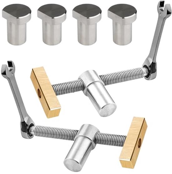 XNZMYN 2 stuks houtbewerking bankhaken 20 mm, tafel werkbankklem, houder werkbankklem, roestvrij stalen tafel schaaf stop bank honden, 20 mm voor schaafbank (zilver