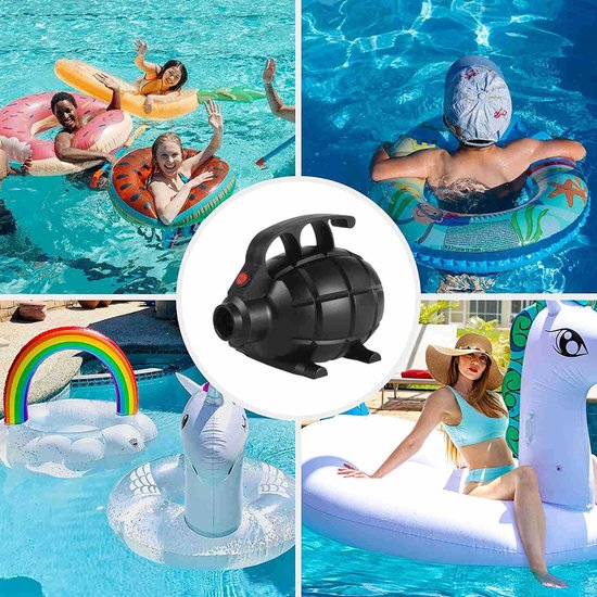 Elektrische luchtpomp - Grote opblaasbare apparatuurpomp - Snelle pomp - Met 5 mondstukken - Geschikt voor het oppompen van luchtbedden, gymnastiekmatten, kajaks en paddleboards, zwembadspeelgoed en vlotten - Zwart van ROCKBROS — afbeelding 5